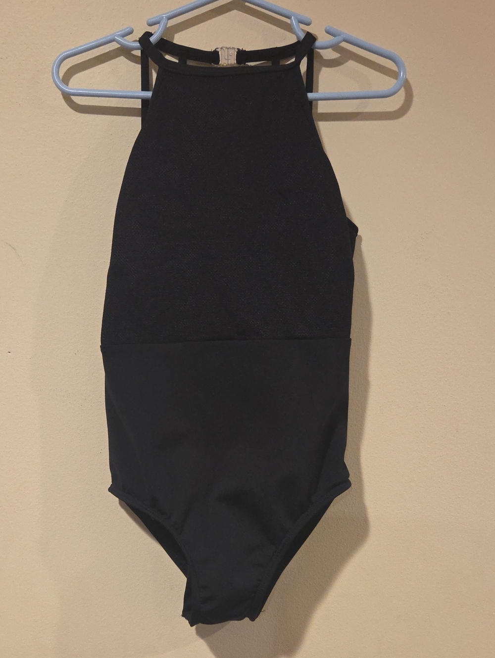 Black High-Neck Kids Dance Leotard With Strappy Back
